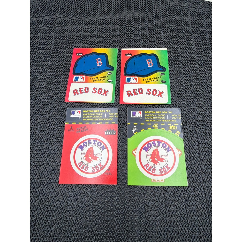 Vintage 1983 Boston Red Sox Fleer Team Logo Stickers and Stat Cards Lot of 4